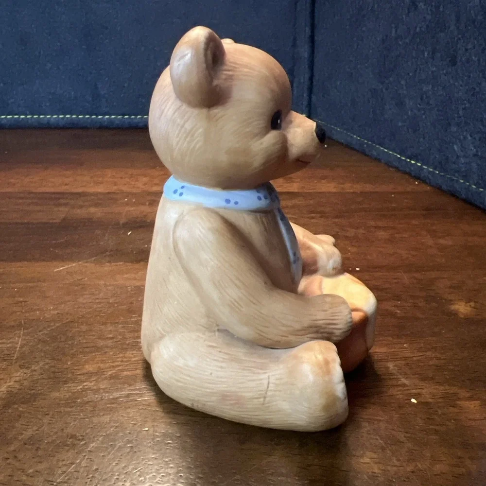 HOMCO Teddy Bear with Honey Pot 1980s Necktie Happy #1405 Porcelain 4